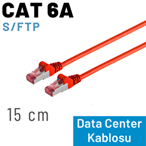 Irenis Cat 6a Kablo, S/ftp Ethernet Data Center Patch Kablo, 15cm Kırmızı