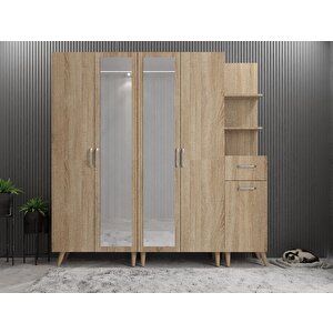 Açelya Portmanto Vestiyer Ayakkabılık Meşe M1 200cm Montaj Dahil