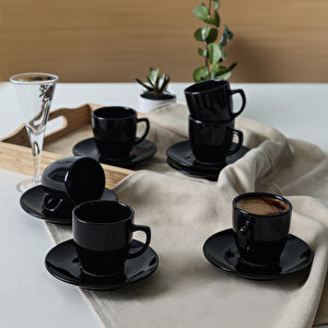 Keramika Siyah Magic Kahve Takımı 12 Parça 6 Kişilik 650