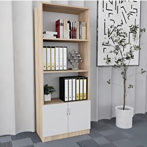 Plus 4'lü Ofis Takımı Model 7 Meşe Beyaz Montaj Dahil