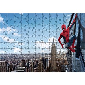 Spider-man Gökdelen Sörfü Puzzle Yapboz Mdf Ahşap 120 Parça