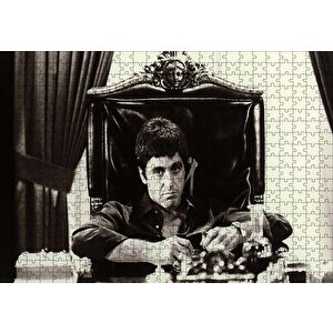 Tony Montana Siyah Beyaz Puzzle Yapboz Mdf Ahşap 500 Parça