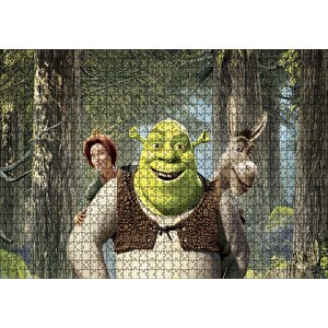 Shrek Shrek Orman Prenses Eşek Gülümsüyor Görseli Puzzle Yapboz Mdf Ahşap 1000 Parça
