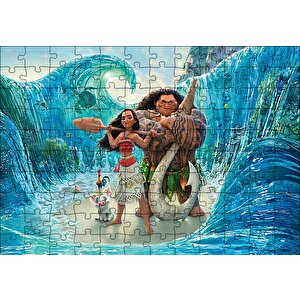 Prenses Moana Vaiana Ve Dalgalar Puzzle Yapboz Mdf Ahşap 120 Parça