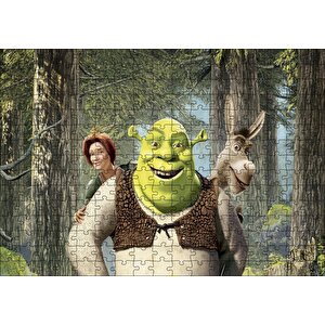 Shrek Shrek Orman Prenses Eşek Gülümsüyor Görseli Puzzle Yapboz Mdf Ahşap 255 Parça