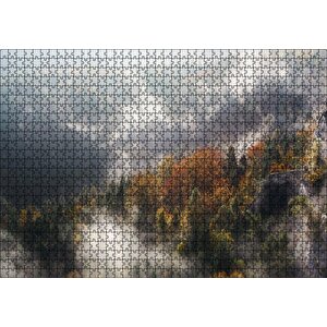 Sonbahar Renklerinde Orman Ve Sisler Puzzle Yapboz Mdf Ahşap 1000 Parça