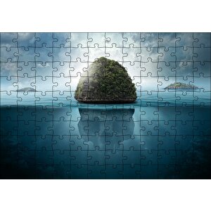 Tropikal Kurukafa Adası Puzzle Yapboz Mdf Ahşap 120 Parça