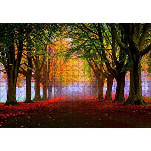 Sonbahar Sisler Ormanı Ve Yapraklar Puzzle Yapboz Mdf Ahşap 500 Parça