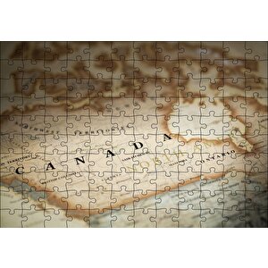 Harita Üzerinde Yakın Plan Kanada Puzzle Yapboz Mdf Ahşap 120 Parça