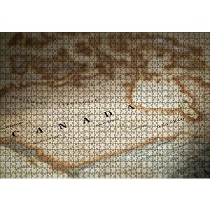 Harita Üzerinde Yakın Plan Kanada Puzzle Yapboz Mdf Ahşap 1000 Parça