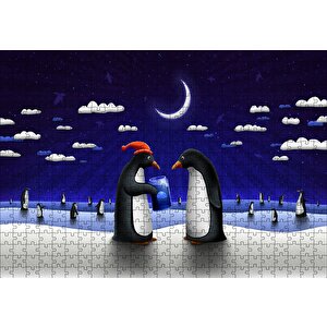 Penguenler Yılbaşı Hediyesi Denizanası Puzzle Yapboz Mdf Ahşap 500 Parça
