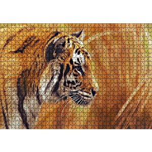 Çayırlar Arasında Kamufle Kaplan Puzzle Yapboz Mdf Ahşap 1000 Parça