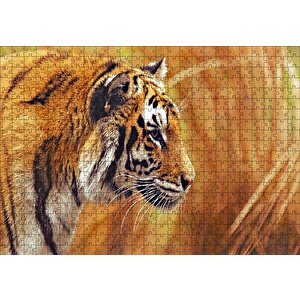 Çayırlar Arasında Kamufle Kaplan Puzzle Yapboz Mdf Ahşap 500 Parça