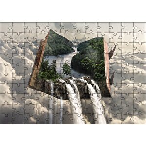 Fantastik Kitap İçinde Doğa Puzzle Yapboz Mdf Ahşap 120 Parça