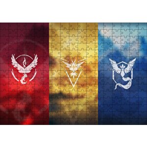 Pokemon Go Takım Bayrakları Puzzle Yapboz Mdf Ahşap 255 Parça