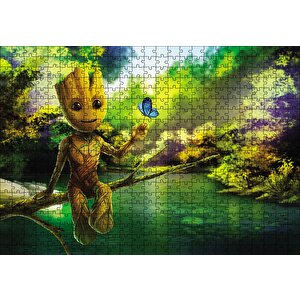 Doğada Baby Groot Görseli Puzzle Yapboz Mdf Ahşap 500 Parça