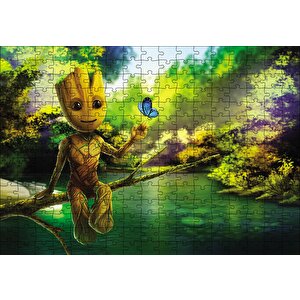 Doğada Baby Groot Görseli Puzzle Yapboz Mdf Ahşap 255 Parça