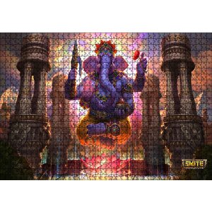 Lord Ganesha Hindu Tanrısı Mor Puzzle Yapboz Mdf Ahşap 1000 Parça