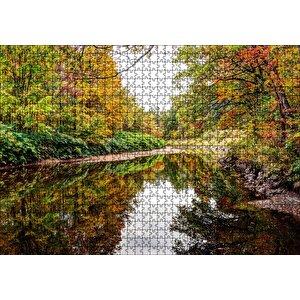 İngiltere Baker Nehri Sonbahar Renkleri Puzzle Yapboz Mdf Ahşap 1000 Parça