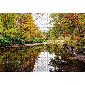 İngiltere Baker Nehri Sonbahar Renkleri Puzzle Yapboz Mdf Ahşap 500 Parça