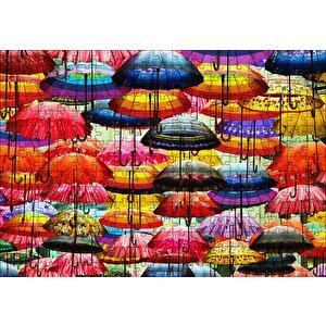Rengarenk Şemsiyeler Puzzle Yapboz Mdf Ahşap 255 Parça