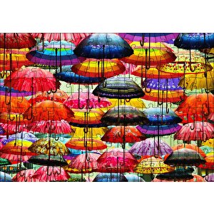 Rengarenk Şemsiyeler Puzzle Yapboz Mdf Ahşap 120 Parça