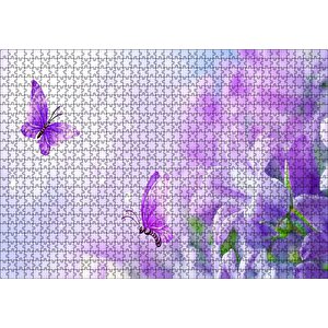 Lavantalar Ve Mor Kelebekler Puzzle Yapboz Mdf Ahşap 1000 Parça
