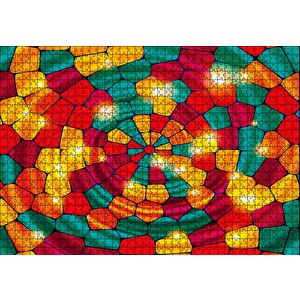 Renkli Geometrik Şekiller Vitray Puzzle Yapboz Mdf Ahşap 1000 Parça