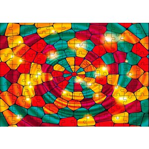 Renkli Geometrik Şekiller Vitray Puzzle Yapboz Mdf Ahşap 120 Parça