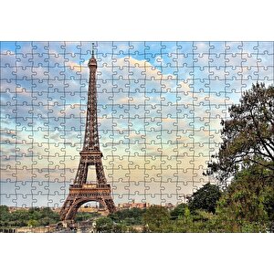Eyfel Kulesi Paris Uzak Manzara Puzzle Yapboz Mdf Ahşap 255 Parça