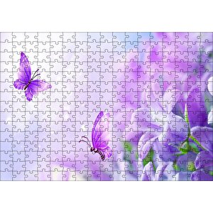 Lavantalar Ve Mor Kelebekler Puzzle Yapboz Mdf Ahşap 255 Parça