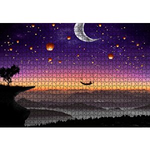 Aya Asılı Salıncak Ve Romantik Çift Puzzle Yapboz Mdf Ahşap 1000 Parça
