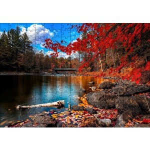 Sonbaharda Göl Ve Yapraklar Puzzle Yapboz Mdf Ahşap 255 Parça