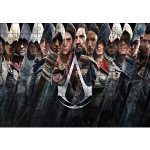 Assassins Creed Dikey Şeritler Tüm Karakterler Puzzle Yapboz Mdf Ahşap 120 Parça