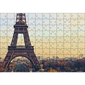 Sonbahar Günbatımı Eyfel Kulesi Ve Şehir Manzarası Puzzle Yapboz Mdf Ahşap 120 Parça