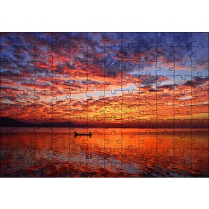 Okyanus Tekne Bulutlar Ve Muhteşem Yansımaları Puzzle Yapboz Mdf Ahşap 120 Parça