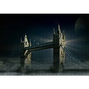 Londra Tower Bridge Gece Manzarası Puzzle Yapboz Mdf Ahşap 500 Parça