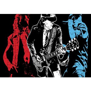 Ac Dc Rock Grubu Üç Renk İllüstrasyon Puzzle Yapboz Mdf Ahşap 120 Parça