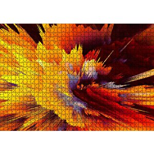 Sarı Patlama Dijital Sanat Puzzle Yapboz Mdf Ahşap 1000 Parça