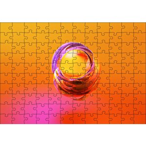 Turuncu Küre Ve Saran Renkli Dalgaları Puzzle Yapboz Mdf Ahşap 120 Parça