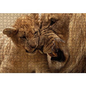 Aslan Baba Ve Evlat Puzzle Yapboz Mdf Ahşap 500 Parça