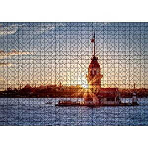 Boğaz Kız Kulesi Ve Günbatımı Puzzle Yapboz Mdf Ahşap 1000 Parça