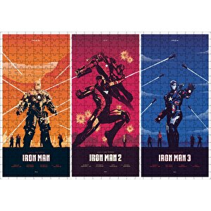 Iron Man Üçlemesi Puzzle Yapboz Mdf Ahşap 500 Parça