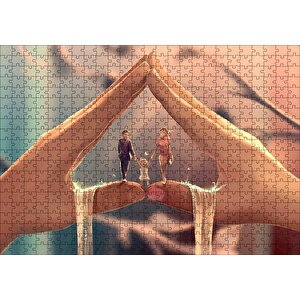 Eller Arasındaki Aile Puzzle Yapboz Mdf Ahşap 500 Parça