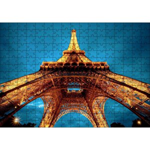 Eyfel Kulesi Gece Alttan Görünüm Puzzle Yapboz Mdf Ahşap 255 Parça