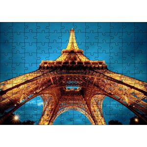 Eyfel Kulesi Gece Alttan Görünüm Puzzle Yapboz Mdf Ahşap 120 Parça