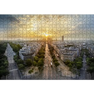 Paris Panaromik Günbatımı Puzzle Yapboz Mdf Ahşap 500 Parça