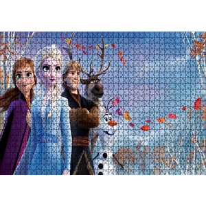 Frozen 2 Queen Elsa, Anna, Olaf, Kristoff Yakın Plan Puzzle Yapboz Mdf Ahşap 1000 Parça
