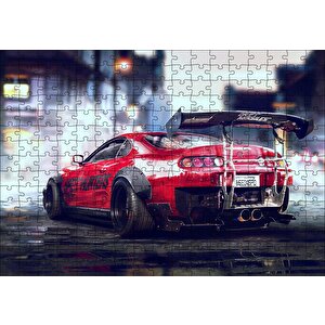 Kırmızı Toyota Supra Puzzle Yapboz Mdf Ahşap 255 Parça