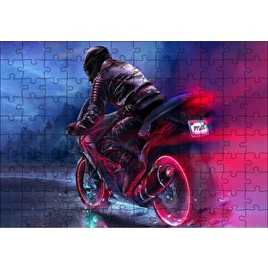 Racing Motorsiklet İllüstrasyon Puzzle Yapboz Mdf Ahşap 120 Parça
